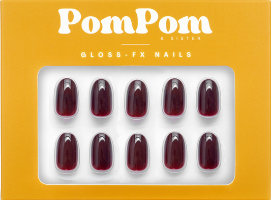 Burgundy - Gloss FX Full Press On Kit | Short Round