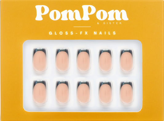 Glazed Navy French - Gloss FX Full Press On Kit | Short Square