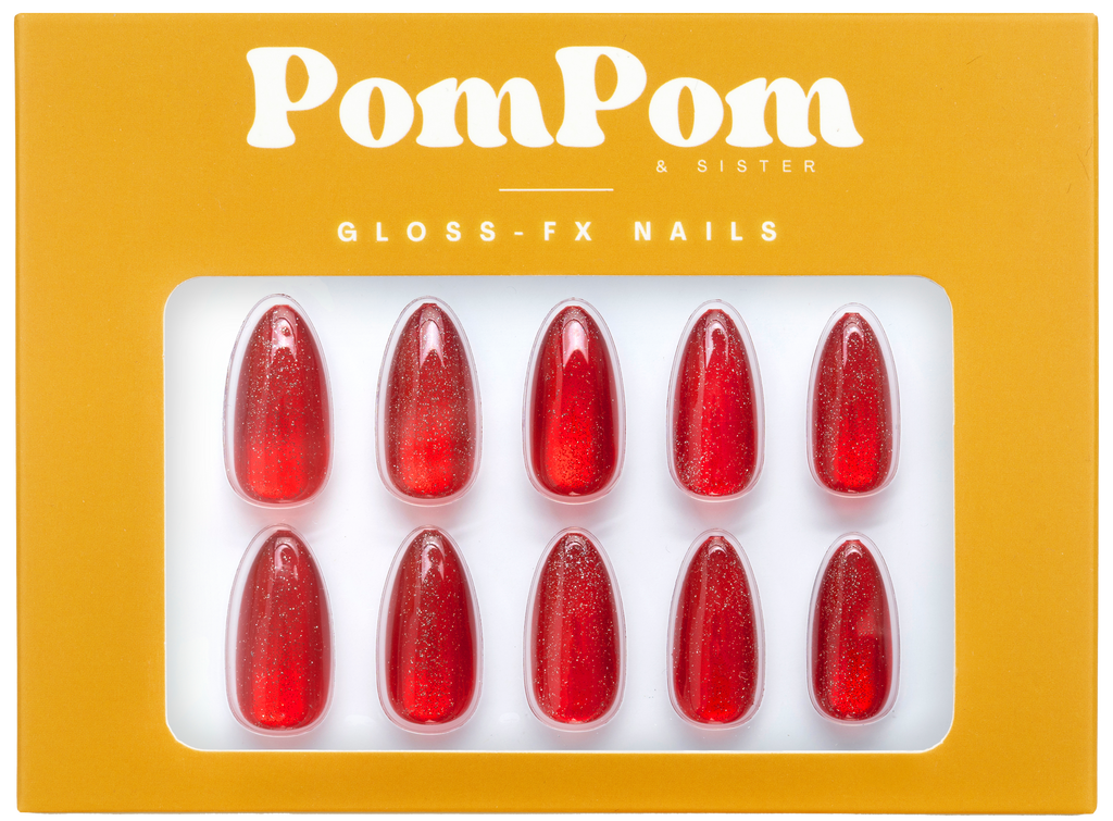 Ruby Velvet - Red Cat Eye - Gloss FX Full Press On Nail Kit | Middle Almond